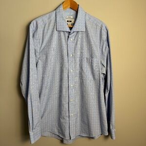 Joseph Abboud Men's Long Sleeve Button Up Shirt Check Blue Size X-Large Pocket